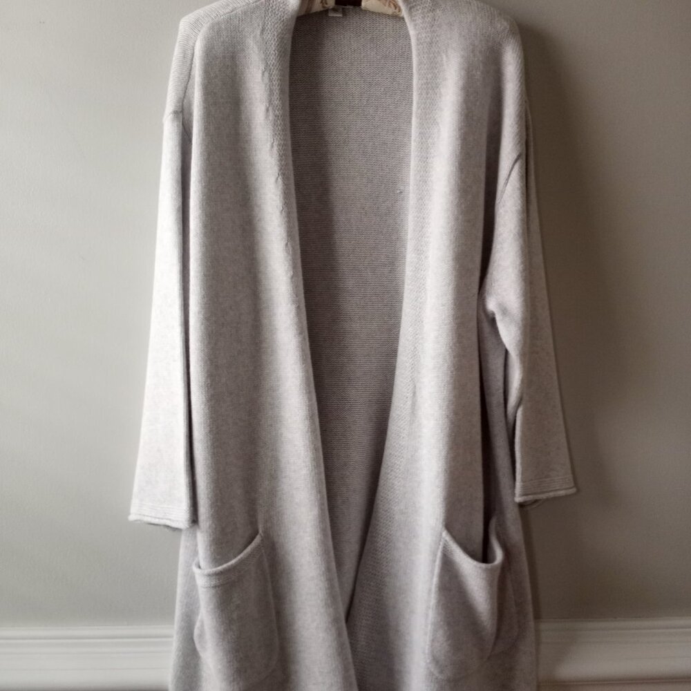 'purejill' by J. Jill Mist Grey Open Long Cardigan Size L NWOT - Picture 6 of 13